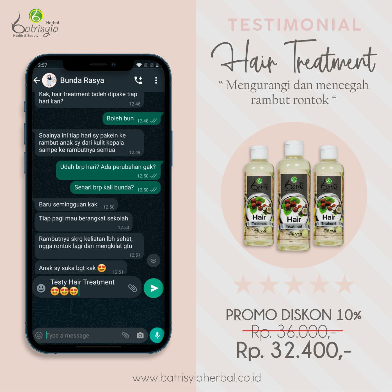 Testimoni Batrisyia Hair Treatment